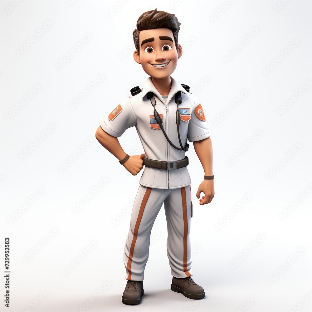 Crisp White Background for 3D Cartoon Nurse Crisp White Background for 3D Cartoon Nurse