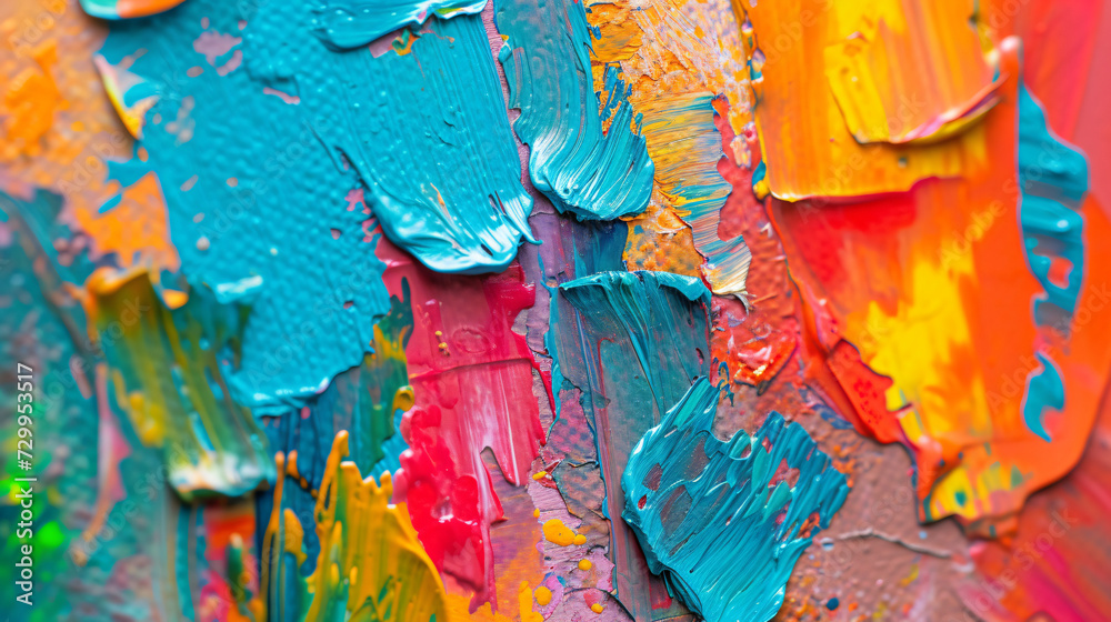 Closeup of abstract rough colorful multicolor art