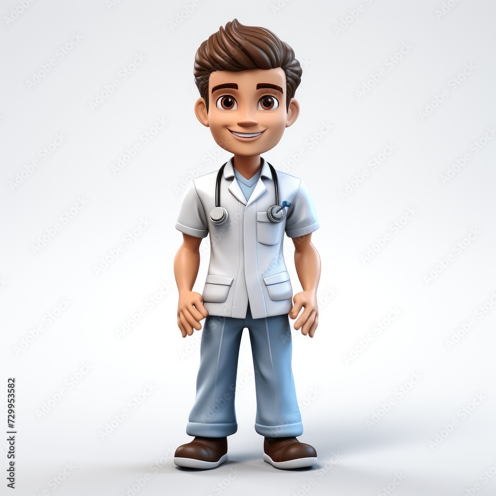 3D Modeled Male Nurse Character in Cartoon Style 3D Modeled Male Nurse Character in Cartoon Style