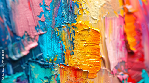 Closeup of abstract rough colorful multicolor art