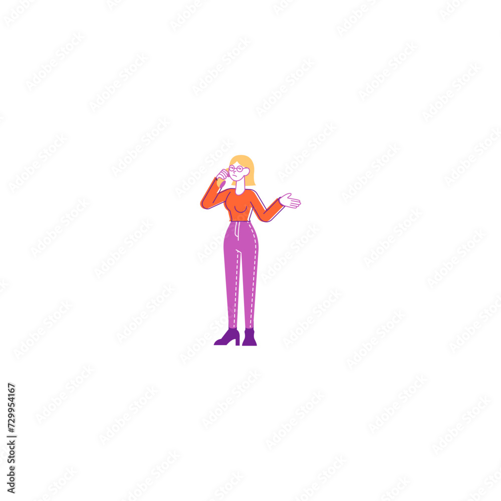 pose of person in orange shirt posing