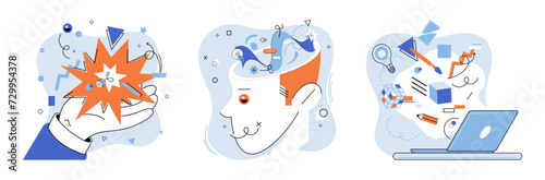 Positive thinking. Vector illustration. Our feelings can guide us towards positive change Mindfulness cultivates awareness our thoughts and emotions Conceptual understanding psychology deepens