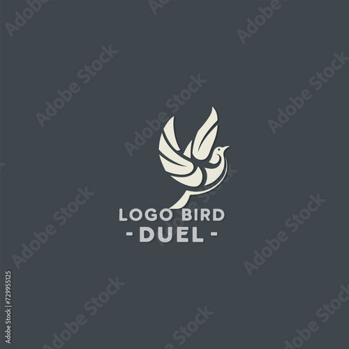 Vector duel bird logo design template