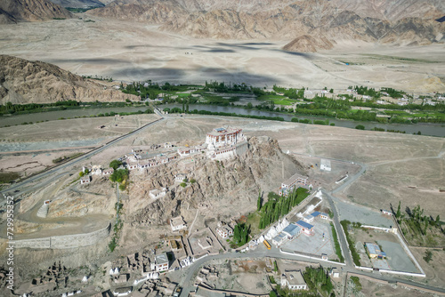 Stakna monastery, aerial view, Ladakh, Northern India, Himalayas, India