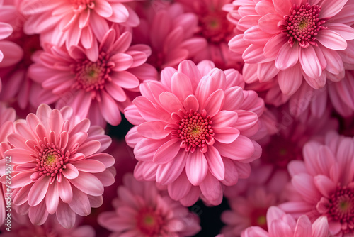Closeup shot of bright pink blooming chrysanthemums  background