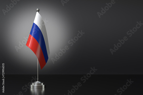 Small Russia Flag in Front of Black Background, 3d Rendering