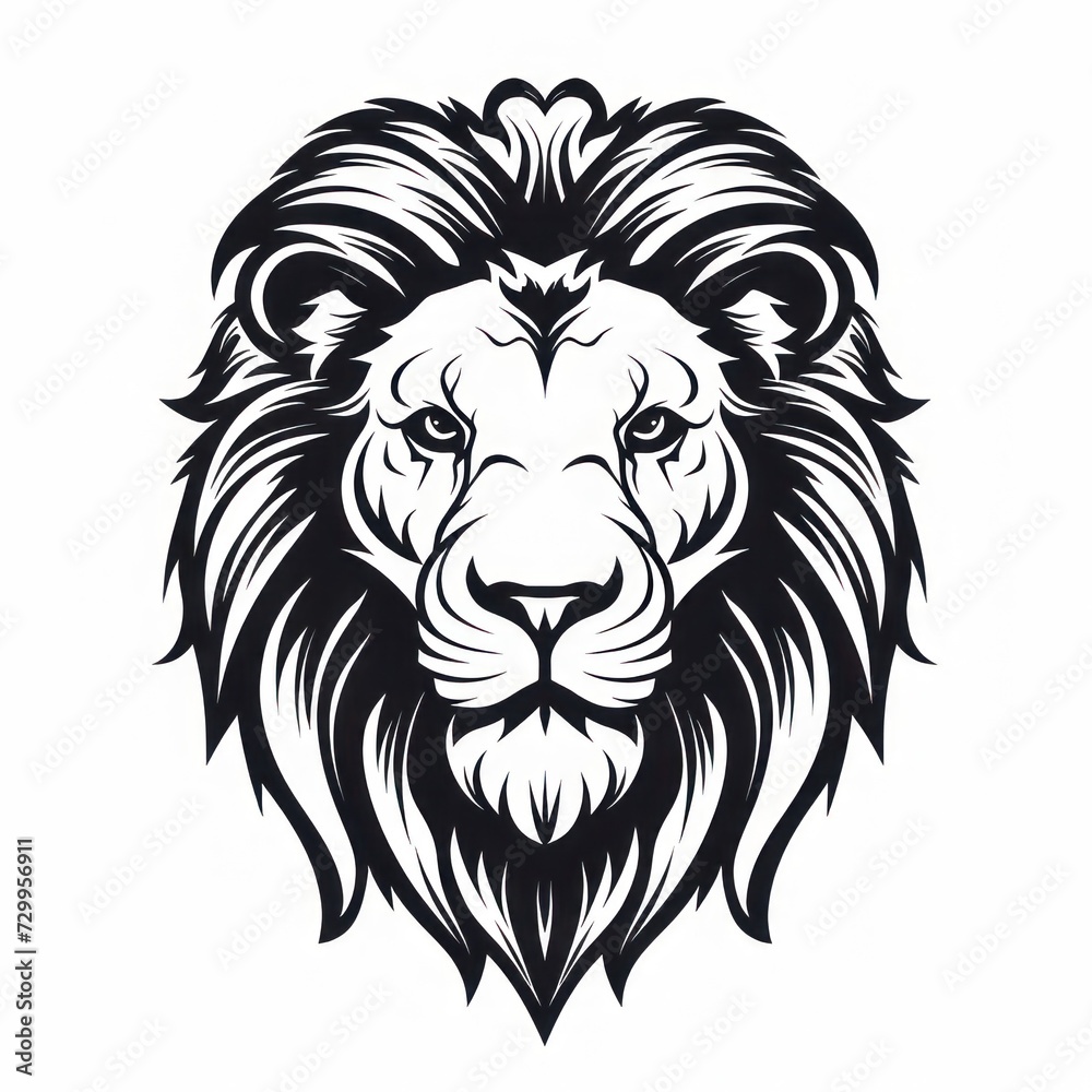 Fototapeta premium Vector illustration of the head of a male lion who is brave and beast fierce on a white background.