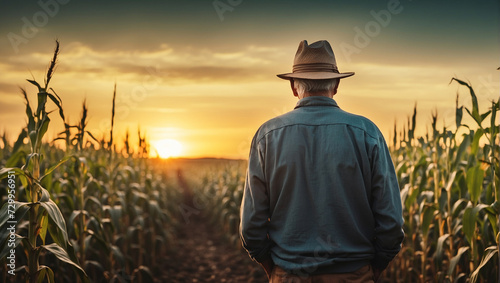 farmer standing in sunset HD  © Prinxe
