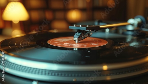 Vintage record playing on a turntable