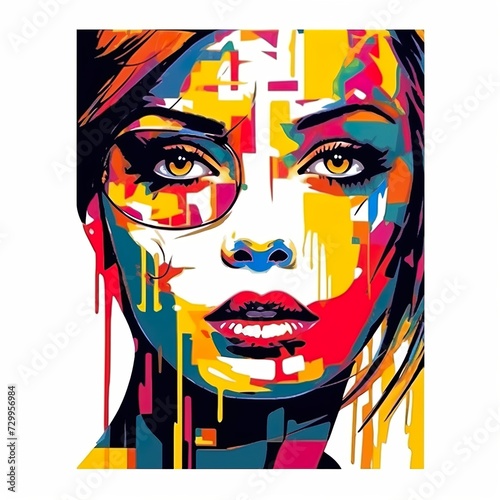 multi-color digital art of a women face  © poker