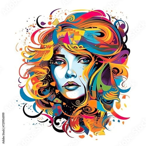 multi-color digital art of a women face 