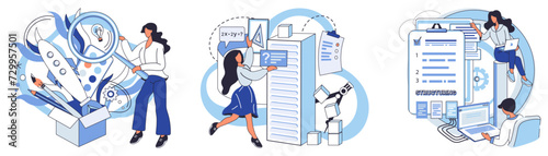 Process optimization vector illustration. The success any business strategy hinges on optimization methods and procedures Innovation and intelligence drive effective process optimization concepts