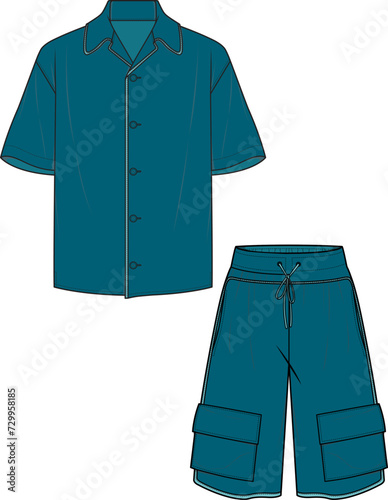 MEN WEAR SHIRT AND SHORT PAJAMA SET VECTOR ILLUSTRATION