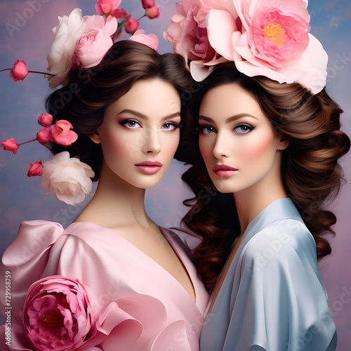 girl with pink roses