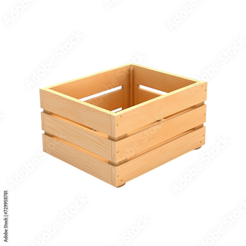 Wooden crate isolated on transparent, generative AI