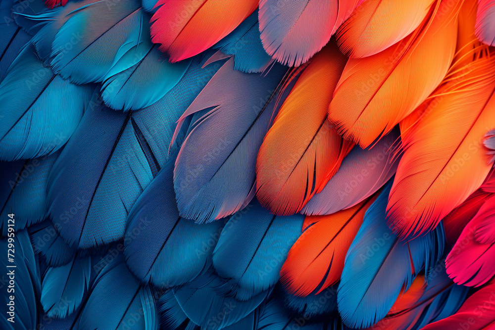 Fototapeta premium Creative colorful bird feathers background