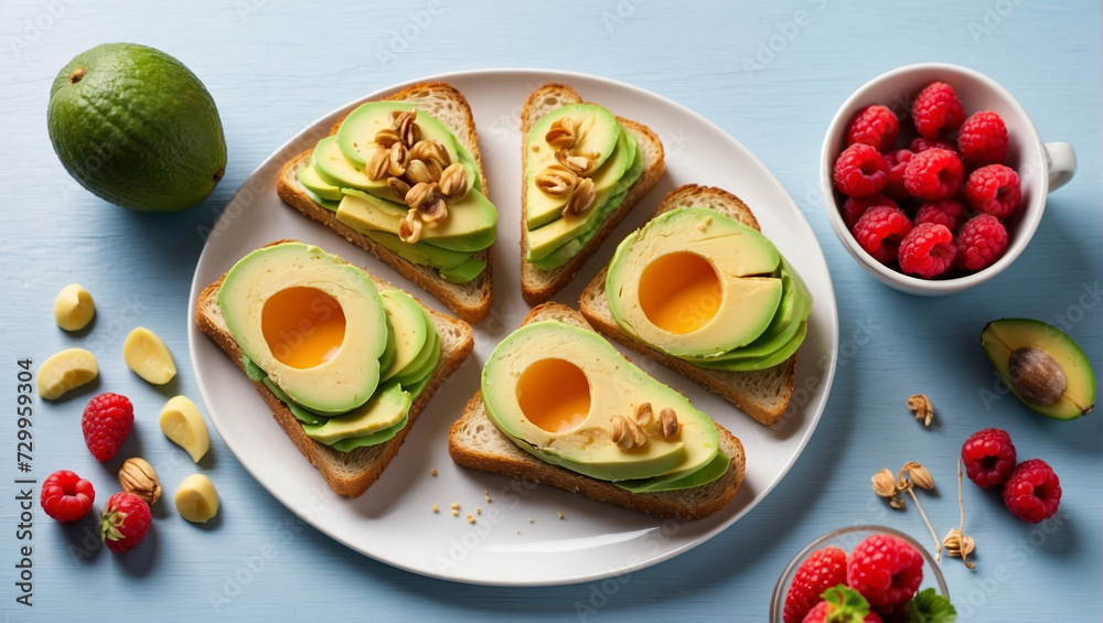 Avocado toast. Healthy breakfast. The concept of proper nutrition. Vegetarianism Avocado toast. Healthy breakfast. The concept of proper nutrition. Vegetarianism