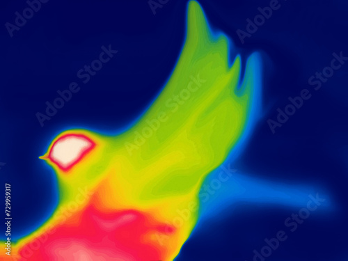 The Firebird (from Igor Stravinsky's ballet) - the mystical bird of happiness imagination. Thermal impressijnism