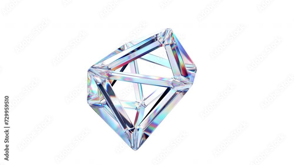 Abstract 3d animation, crystal shape on white background, 4k video, loop Abstract 3d animation, crystal shape on white background, 4k video, loop