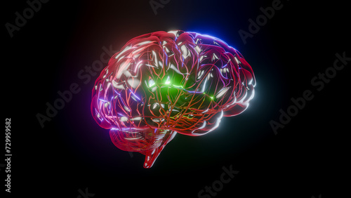 Brain digital. Neuron connections. Futuristic medical technology concept. 3D Render.