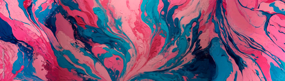 Abstract background painting pink and blue, generative art, biomorphic