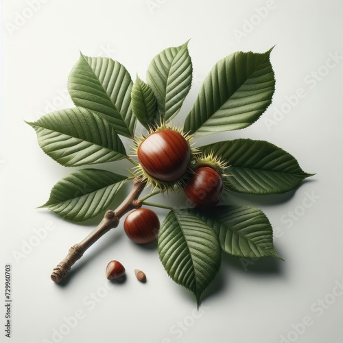 chestnut fruit on white
