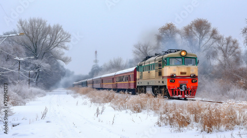 一面の雪と鉄道