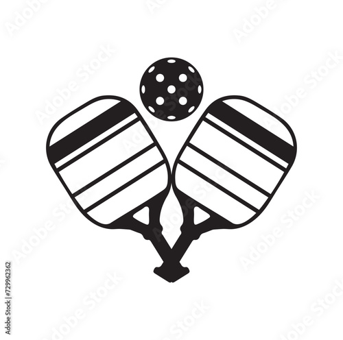 Pickleball paddle with ball flat vector icon for sports vector