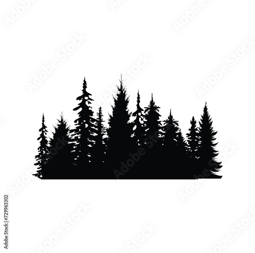 Pine tree silhouette vector illustration