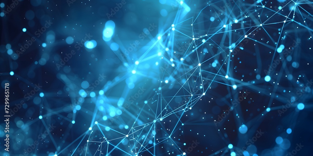 Fototapeta premium Abstract digital cyber connection dots and lines, artificial neurons, global network