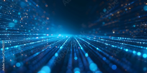 digital connectivity with abstract blue technology background and cyber network grids photo