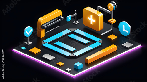 Wallpaper Mural assembly line on a black background. with black copy space. Torontodigital.ca