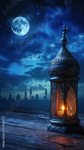  Illuminated Lanterns Against a Serene Background