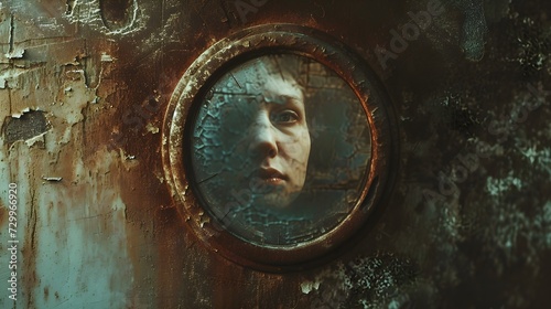  Vintage Reflection  Person s Face in Rusty Mirror  Ultra Realistic 8K - Mirrorless Camera Prime Lens Capture 