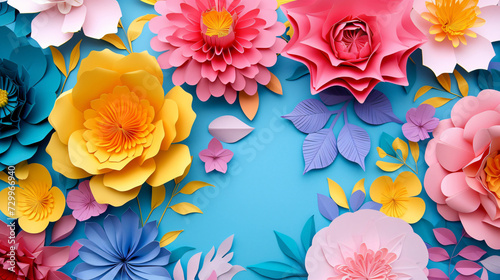 Colorful paper flowers.