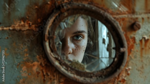  Vintage Reflection  Person s Face in Rusty Mirror  Ultra Realistic 8K - Mirrorless Camera Prime Lens Capture 