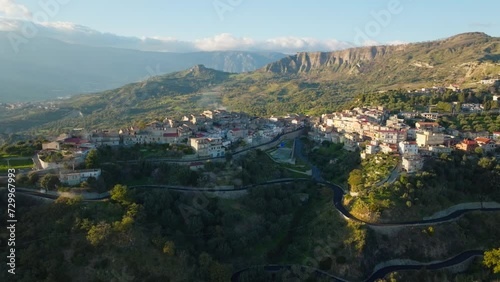 Panoramic Aerial Shot Of The Small Country Of Careri, Italy  photo