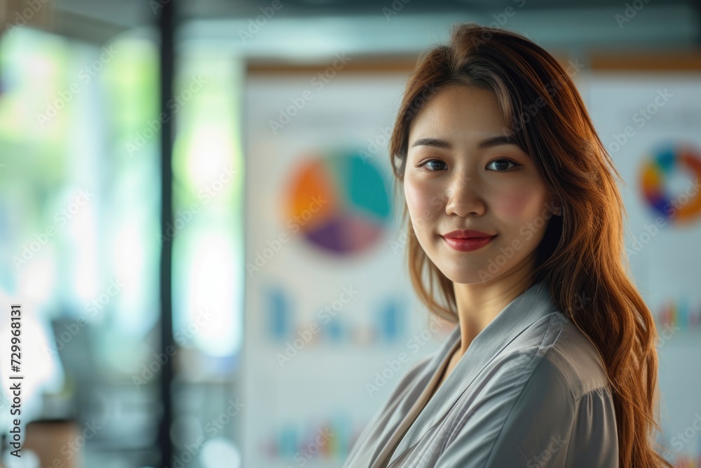 Photo a business woman standing confidently Photo a business woman standing confidently