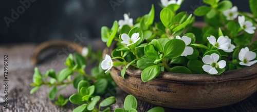 Bacopa monnieri, an Ayurvedic herb known as Brahmi, supports brain health and cognition. photo