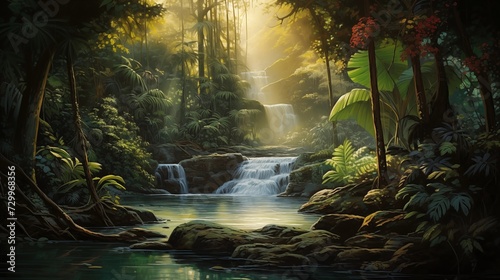 Hidden Waterfall Revealed by Lush Foliage