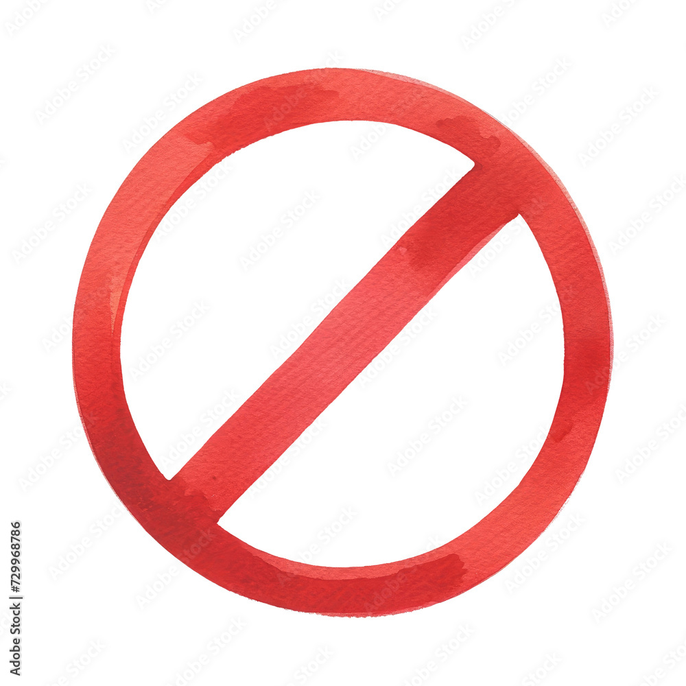 Obraz premium Watercolor prohibited symbol. World nature conservation. Earth day concept.