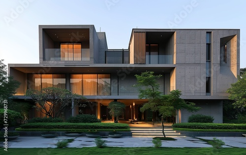 Photo realistic, modern facade, creative variation