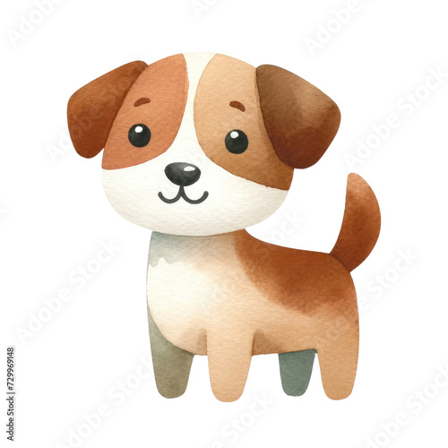 Watercolor cute dog. World nature conservation. Earth day concept.