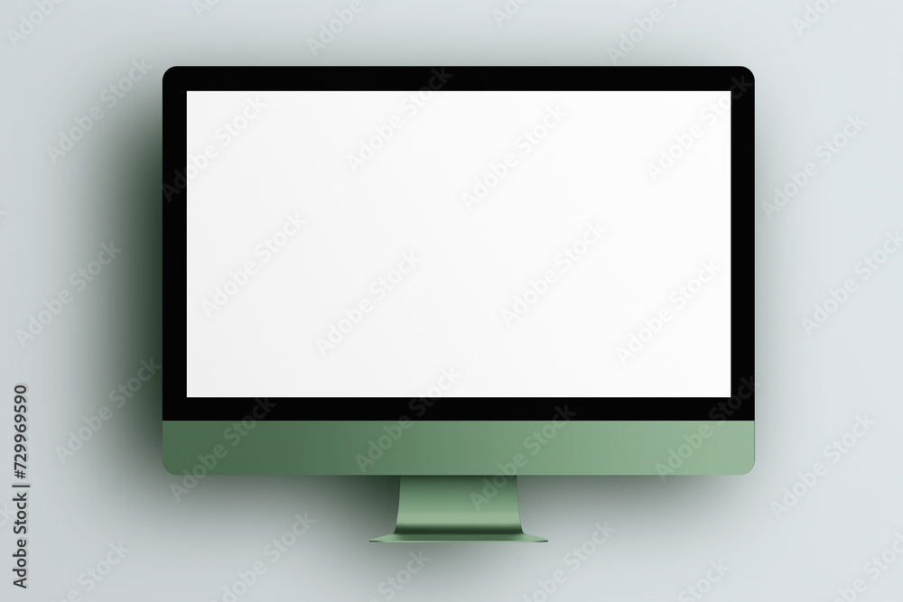 LCD monitor personal computer isolated template mono block. Blank screen mockup frame display to showcase website design project. LCD monitor personal computer isolated template mono block. Blank screen mockup frame display to showcase website design project.