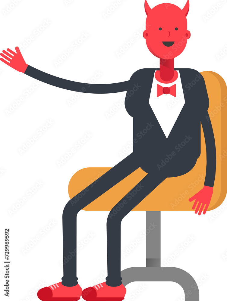 Devil Character Sitting on Office Chair
Devil Character Sitting on Office Chair