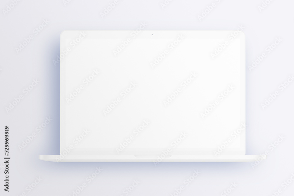 Notebook LCD monitor personal computer isolated template mono block. Blank laptop screen mockup frame display to showcase website design project. - obrazy, fototapety, plakaty 