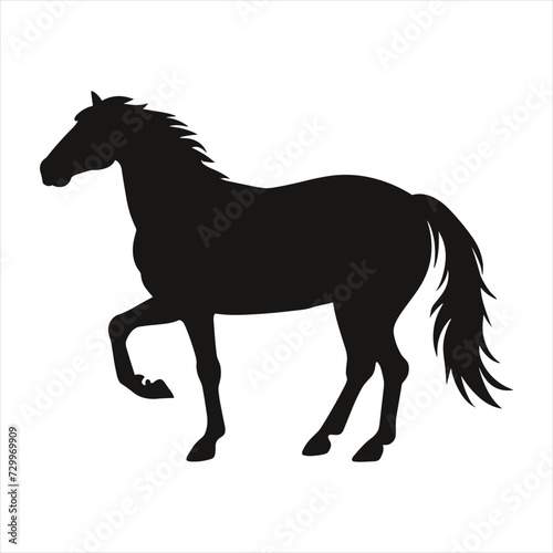 black silhouette of a  Horse  with thick outline side view isolated