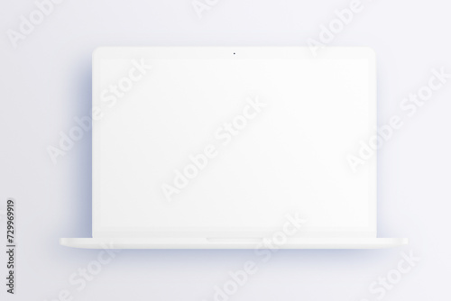 Notebook LCD monitor personal computer isolated template mono block. Blank laptop screen mockup frame display to showcase website design project. © Print