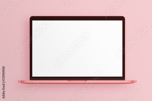 Notebook LCD monitor personal computer isolated template mono block. Blank laptop screen mockup frame display to showcase website design project. photo
