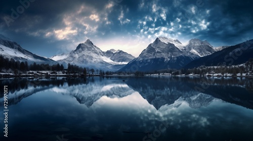 Mountain Lake Reflecting a Starry Night Sky © Abdul